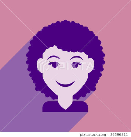 Flat web icon with long shadow women's haircut - Stock Illustration ...