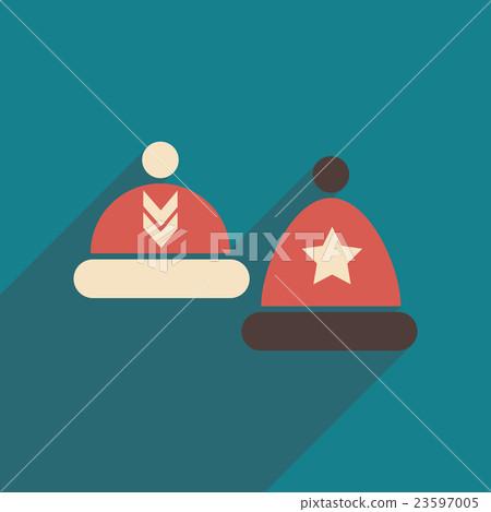 Flat icon with long shadow winter hats 23597005
