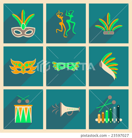 Concept of flat icons with long shadow Brazilian Concept of flat icons with long shadow Brazilian 23597027