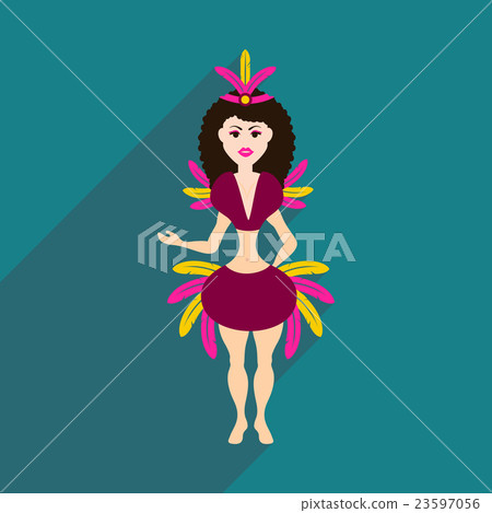 Flat web icon with long shadow Brazilian dancer Flat web icon with long shadow Brazilian dancer 23597056