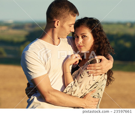 happy couple  having fun on outdoor 23597661