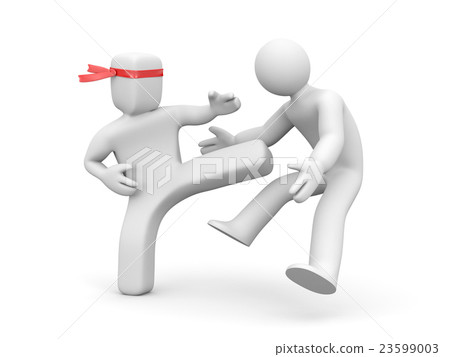 Square head man stabs round head man Square head man stabs round head man 23599003