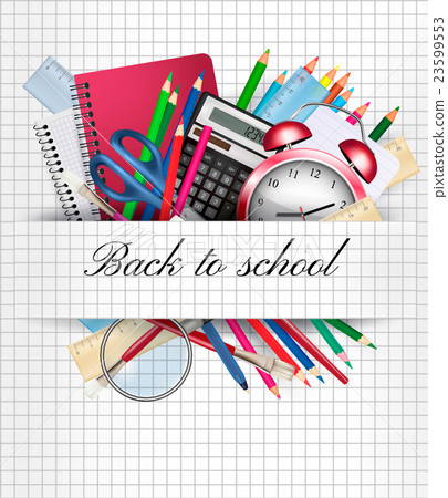 Back to school. Background with supplies. Vector 23599553
