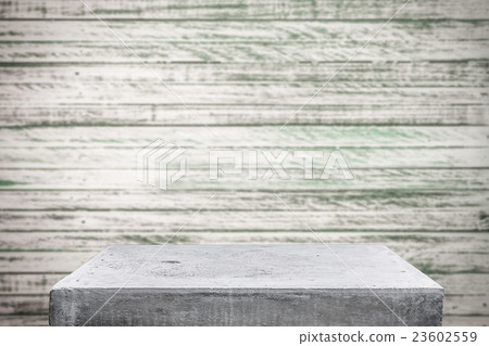 Empty concrete table top on wooden room Empty concrete table top on wooden room 23602559