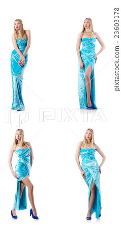 Fashion concept with tall model on white Fashion concept with tall model on white 23603178