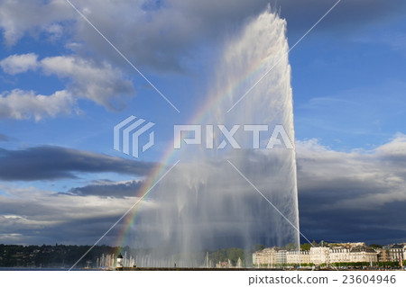 Lake Geneva's large fountain lake Lake Geneva's large fountain lake 23604946