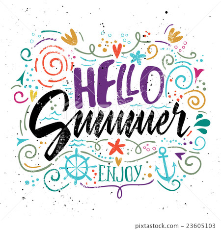 Print For T-shirt. Hello Summer. - Stock Illustration [23605103] - Pixta