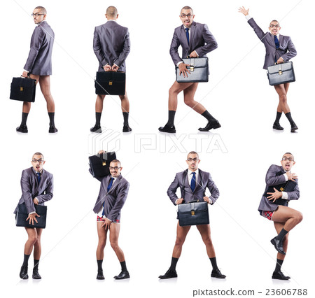 Composite photo of naked businessman on white Composite photo of naked businessman on white 23606788