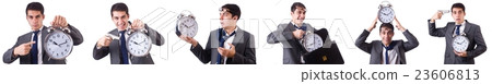 Man with clock isolated on white 23606813