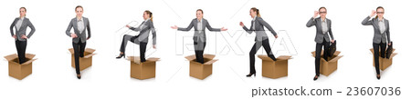 Composite image of woman with boxes on white Composite image of woman with boxes on white 23607036