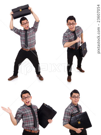 Young employee with briefcase isolated on white Young employee with briefcase isolated on white 23607054