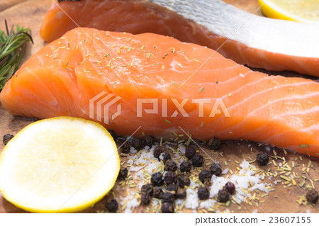 Fresh salmon with spices Fresh salmon with spices 23607155
