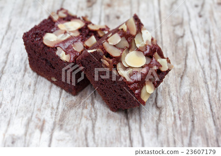 brownie on old wood background brownie on old wood background 23607179