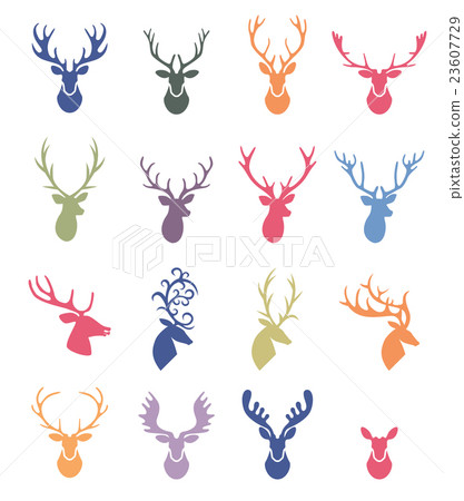 Deer horns label set. Deer horns label set. 23607729