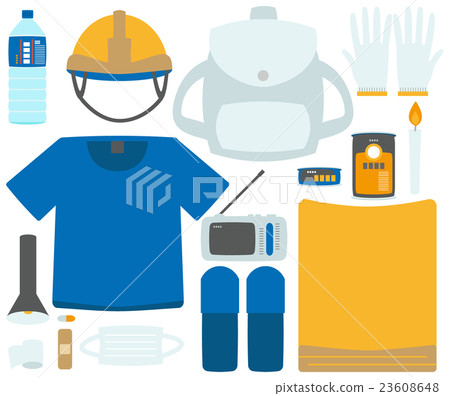 Illustration material: Disaster prevention goods Disaster prevention article Flat design vector 23608648