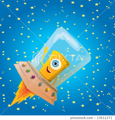alien spaceship . orange alien in space vector. 23612271