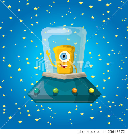 alien spaceship . orange alien in space vector. 23612272