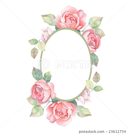 Beautiful floral frame. Watercolor illustration 1 Beautiful floral frame. Watercolor illustration 1 23612754