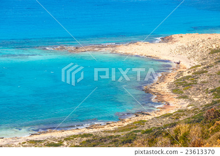 View of the beautiful beach in Balos Lagoon, Crete View of the beautiful beach in Balos Lagoon, Crete 23613370