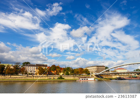 Vistula River in city center of Krakow, Poland 23613387