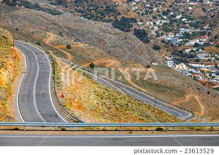 curvy road near Chora Sfakion on Crete, Greece 23613529