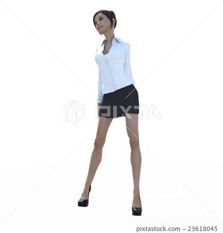 Pose office girl perming3DCG Illustration material 23618045