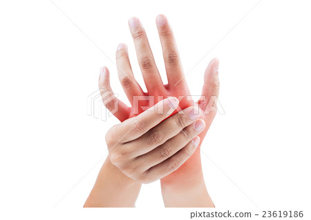 Woman massaging her painful hand 23619186