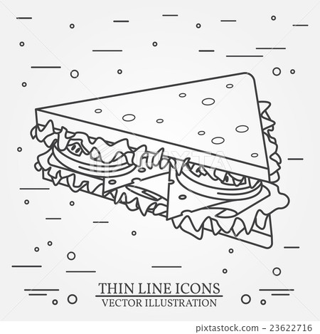 Vector thin line icon sandwich. Vector thin line icon sandwich. 23622716