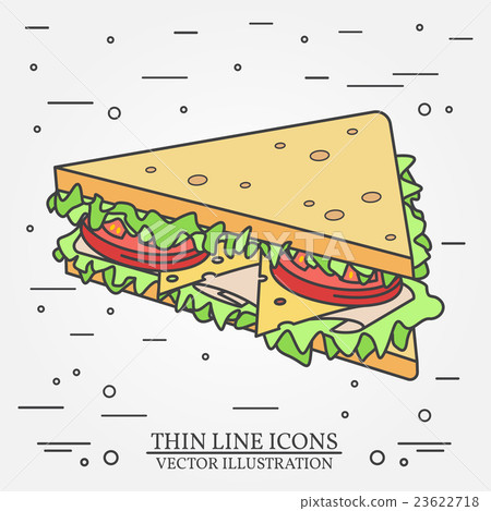 Vector thin line icon sandwich. Vector thin line icon sandwich. 23622718