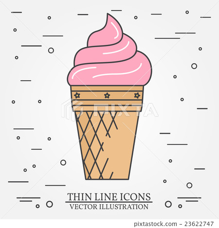 Vector thin line icon ice-cream.  23622747