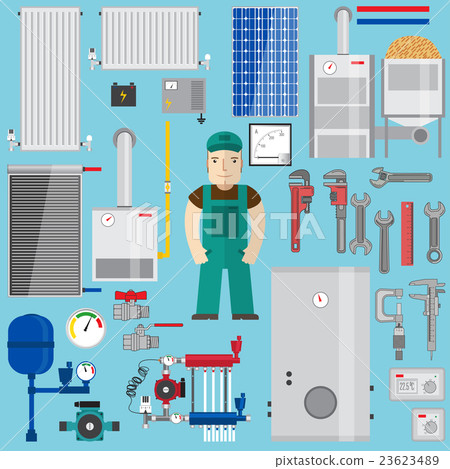 Plumbing and heating elements.  23623489