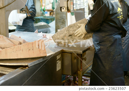Demolition of frozen tuna at Tsukiji market Demolition of frozen tuna at Tsukiji market 23623507
