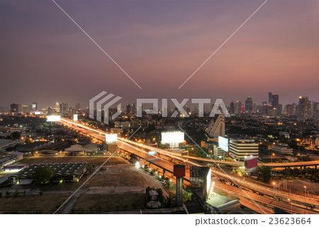 Cityscape of Bangkok city at night 23623664