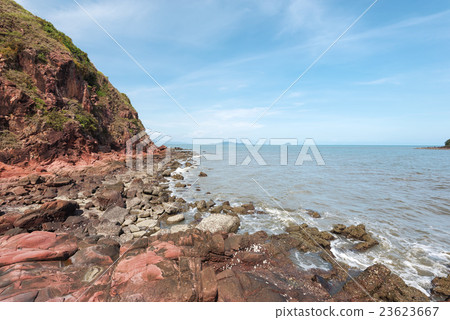 Natural pink color rock with strong water wave Natural pink color rock with strong water wave 23623667