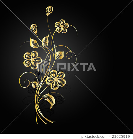 Gold flowers with shadow on dark background. Gold flowers with shadow on dark background. 23625919