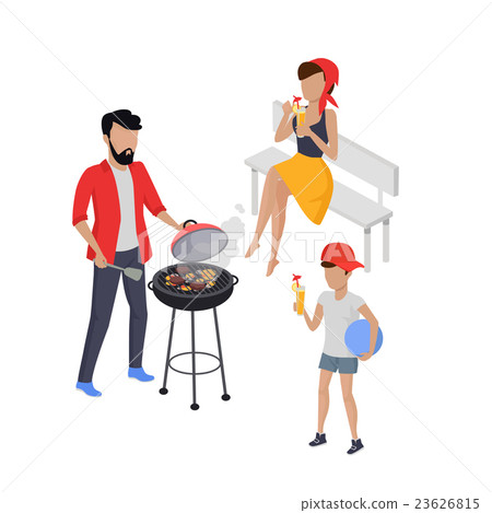 Father and Son Preparing Barbecue Father and Son Preparing Barbecue 23626815