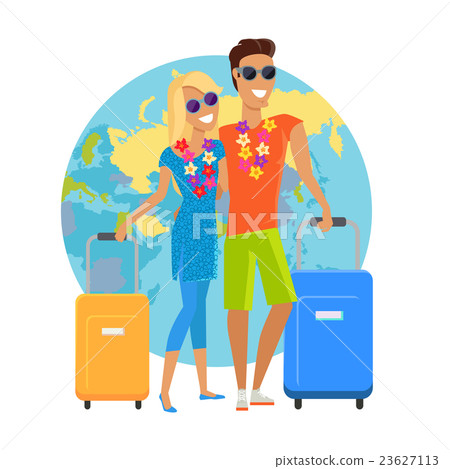 Couple Summer Vacation Travel Illustration Couple Summer Vacation Travel Illustration 23627113