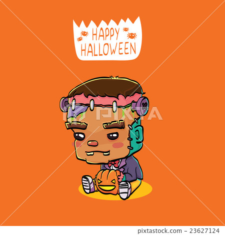 Cute Halloween Character Card - Frankenstein Cute Halloween Character Card - Frankenstein 23627124