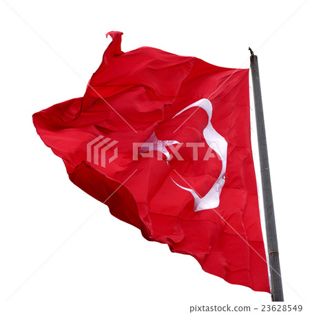 Turkish flag waving in windy day 23628549