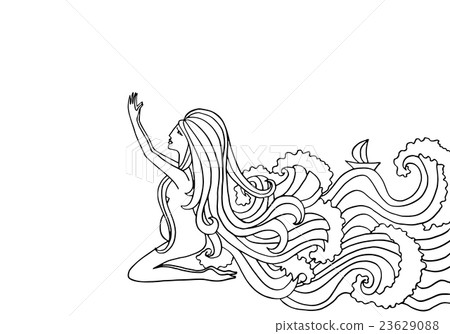 Black and white doodle illustration. Pregnant 23629088