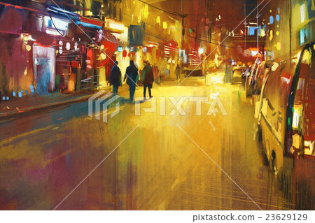 colorful city street at night colorful city street at night 23629129