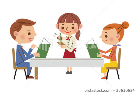 餐廳形象(男性選擇男性和女性夫婦和女服務員要求訂購) 餐廳形象(男性選擇男性和女性夫婦和女服務員要求訂購) 23630684