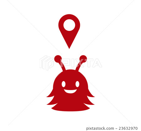Cute monster and location mark 23632970