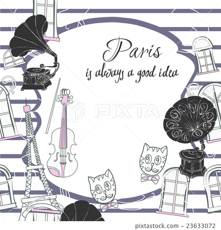 Background with  Paris and gramophones 23633072
