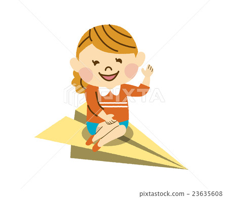 A woman on a paper airplane - Stock Illustration [23635608] - PIXTA