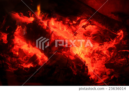 Fire burns in the fireplace Fire burns in the fireplace 23636014
