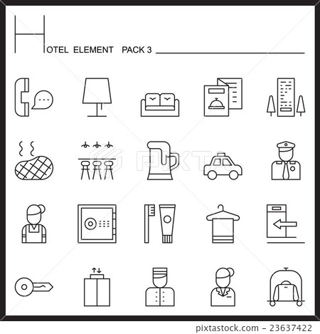 Hotel Element Line Icon Set 3.Mono pack 23637422
