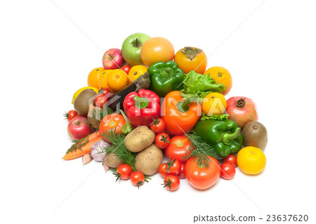fruits and vegetables isolated on white background fruits and vegetables isolated on white background 23637620