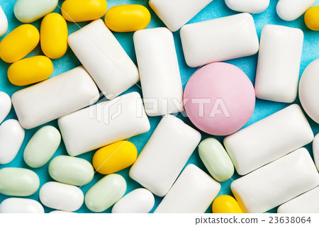Close-up of assortment of chewing gums Close-up of assortment of chewing gums 23638064