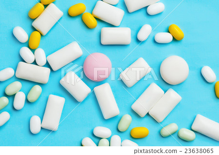 Heap of mint different chewing gums Heap of mint different chewing gums 23638065